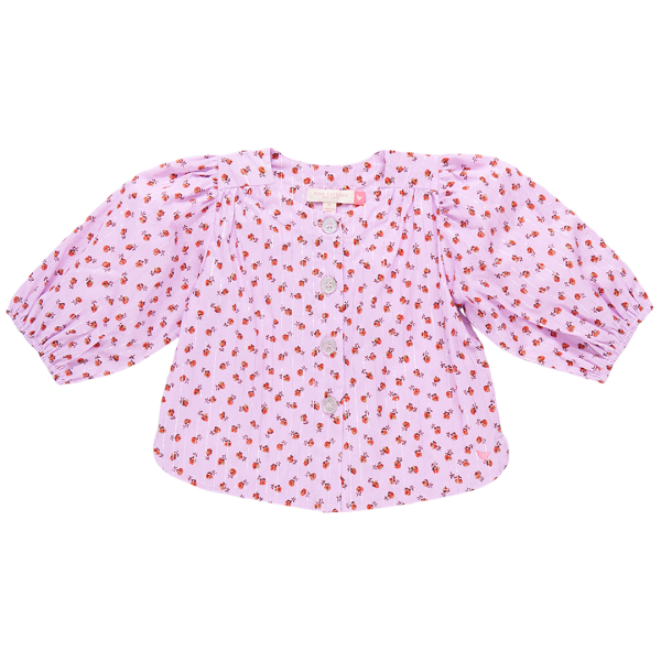 Girls Brooke Button Up Top - Lavender Tiny Roses on Sale