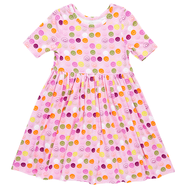 Girls Bamboo Steph Dress - Smiley Faces Online Sale