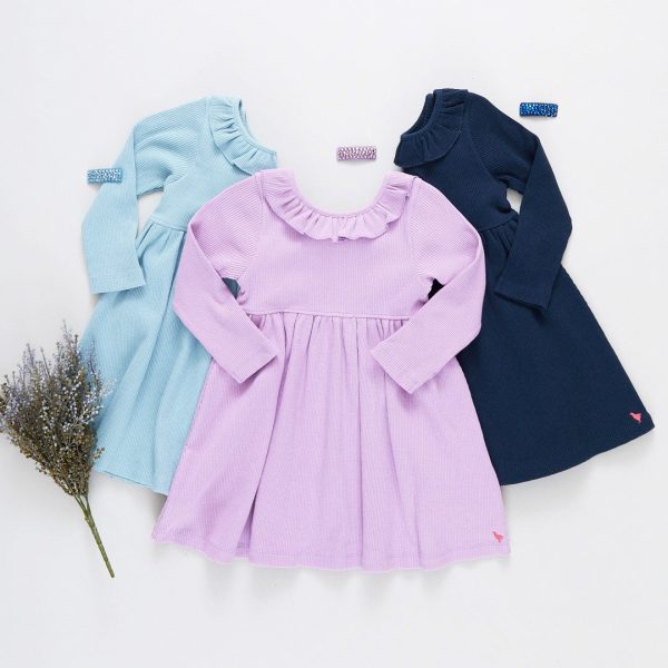 Girls Organic Princess Diana Rib Dress - Light Blue on Sale - Image 4