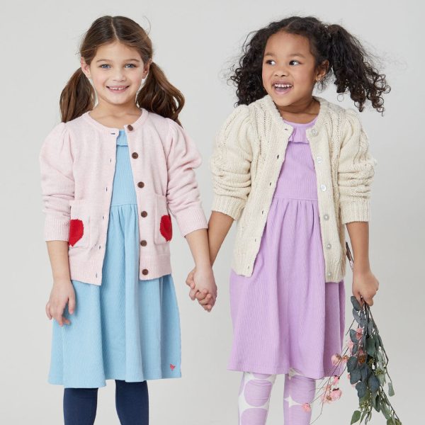 Girls Organic Princess Diana Rib Dress - Light Blue on Sale - Image 2