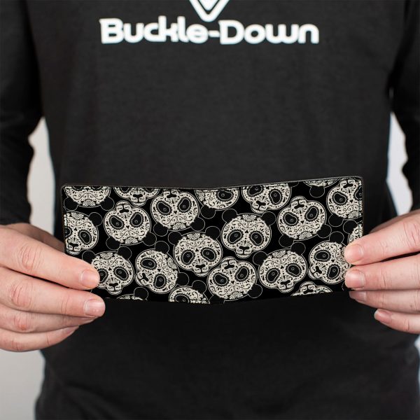 Bi-Fold Wallet - Panda Bear Sugar Skull Scattered Black White Supply - Image 4