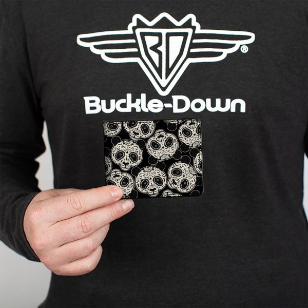 Bi-Fold Wallet - Panda Bear Sugar Skull Scattered Black White Supply - Image 3
