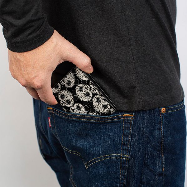 Bi-Fold Wallet - Panda Bear Sugar Skull Scattered Black White Supply - Image 5
